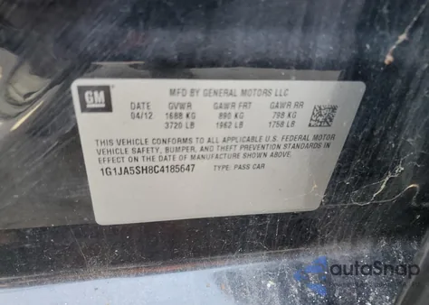 2012 Chevrolet Sonic 2Ls из США, поврежденный, VIN 1G1JA5SH8C4185647